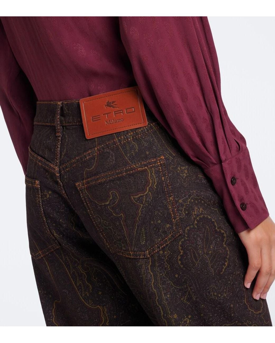 Etro Black Paisley Straight Jeans