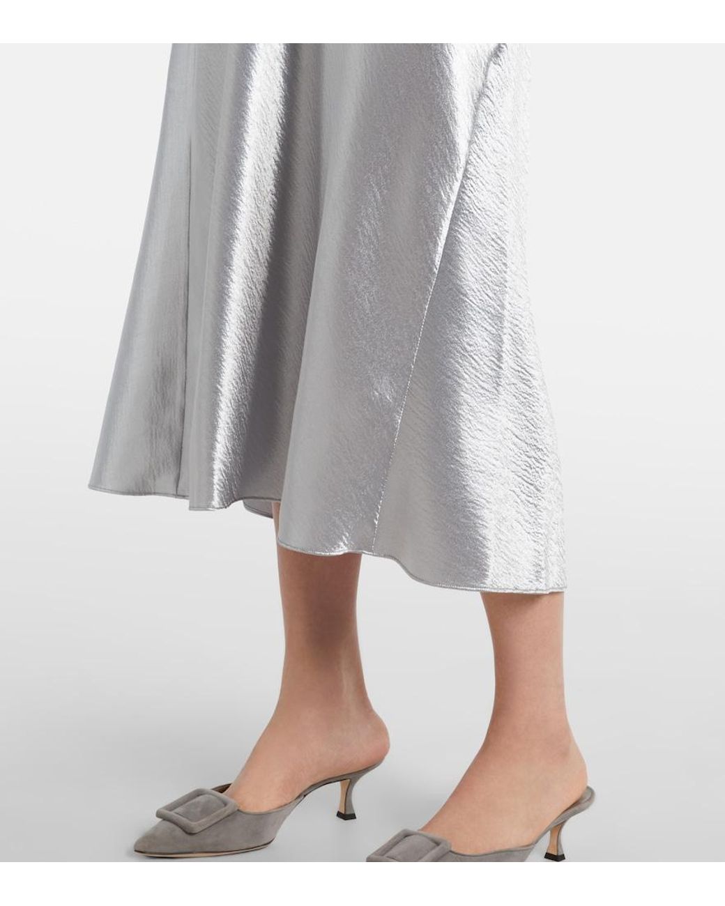 Tory Burch White Satin Midi Skirt