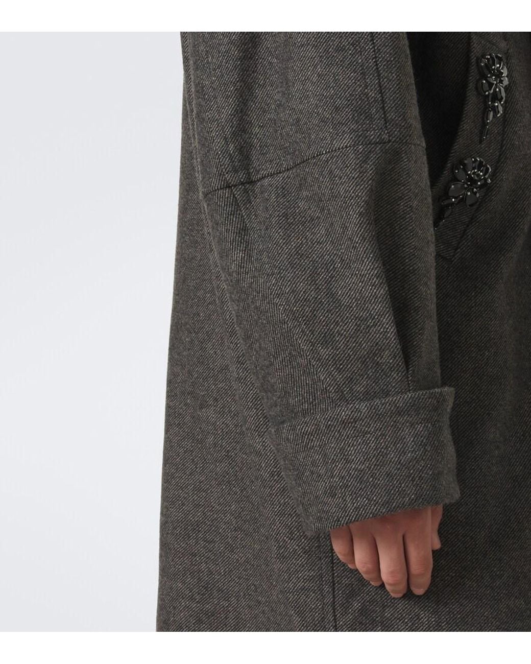 Simone Rocha Gray Embellished Oversized Wool-Blend Coat for men