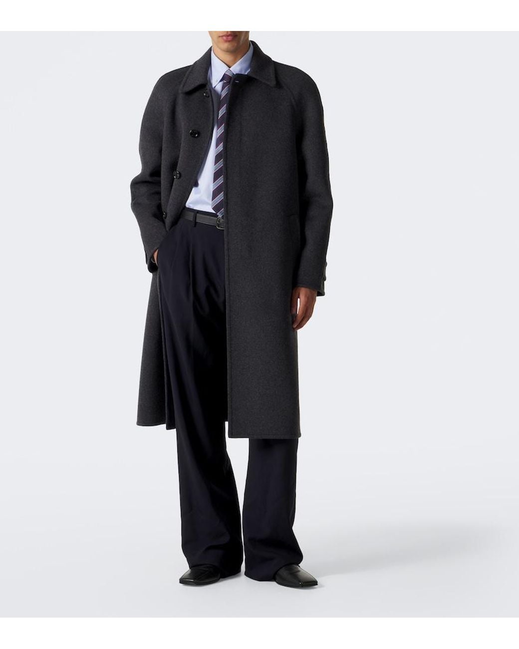 Valentino Blue Wool And Silk Coat for men