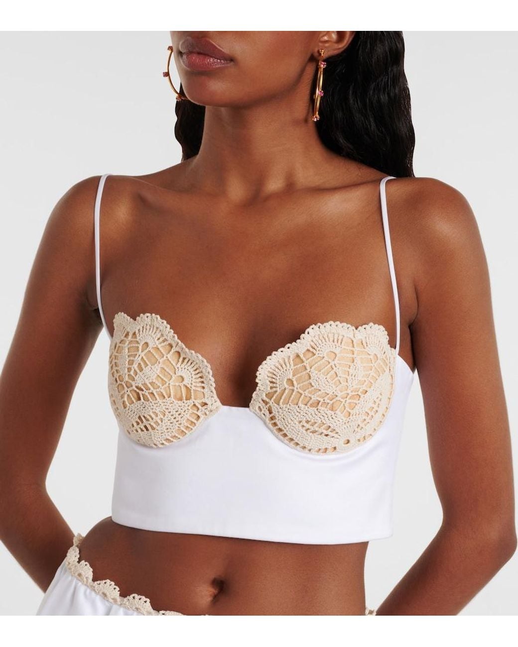 Magda Butrym Natural Crochet Cotton Bustier Top