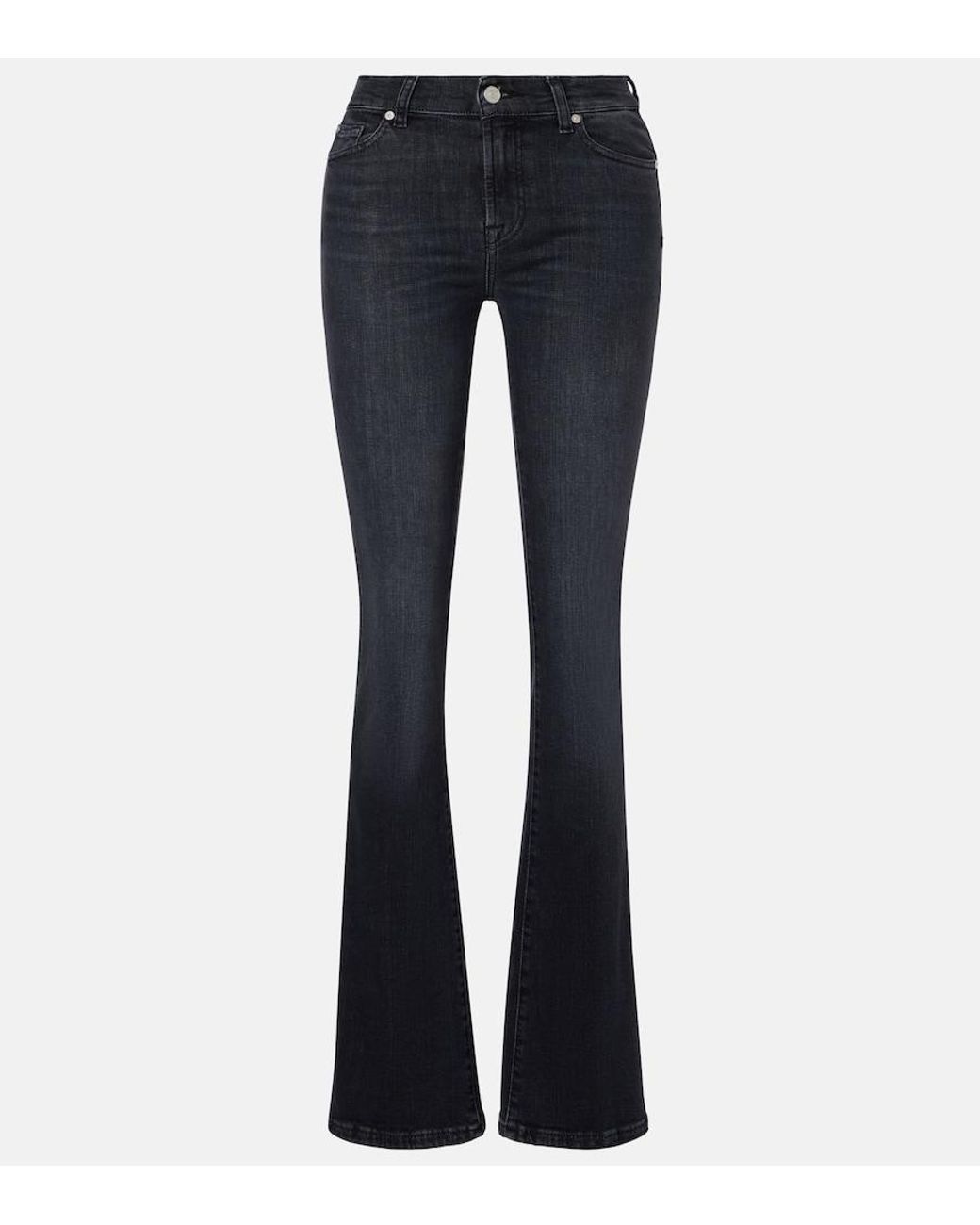 7 For All Mankind Blue Bootcut Mid-Rise Flared Jeans