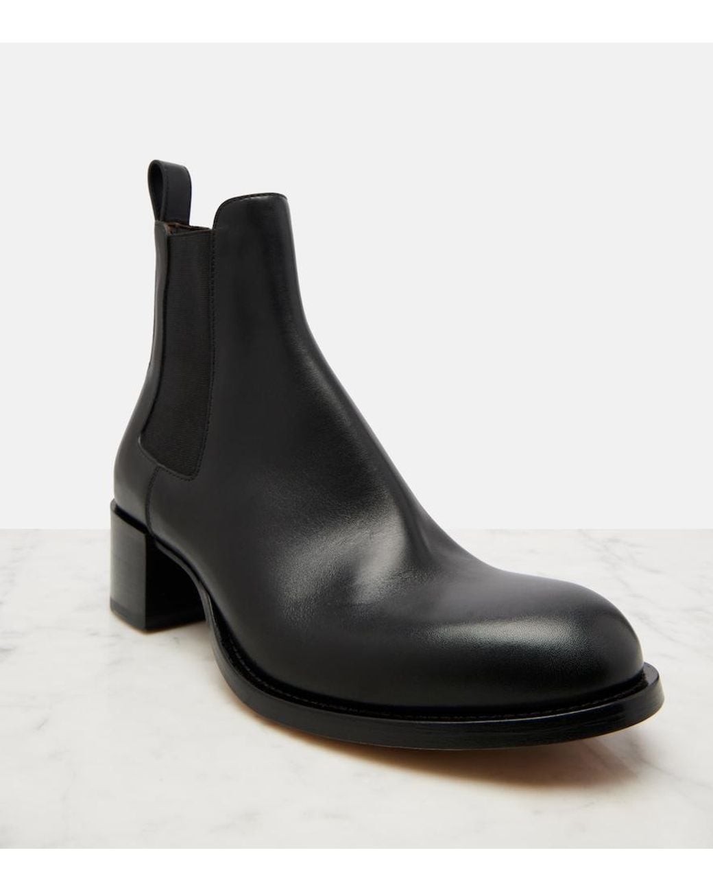 The Row Black Nobilis Chelsea Leather Ankle Boots
