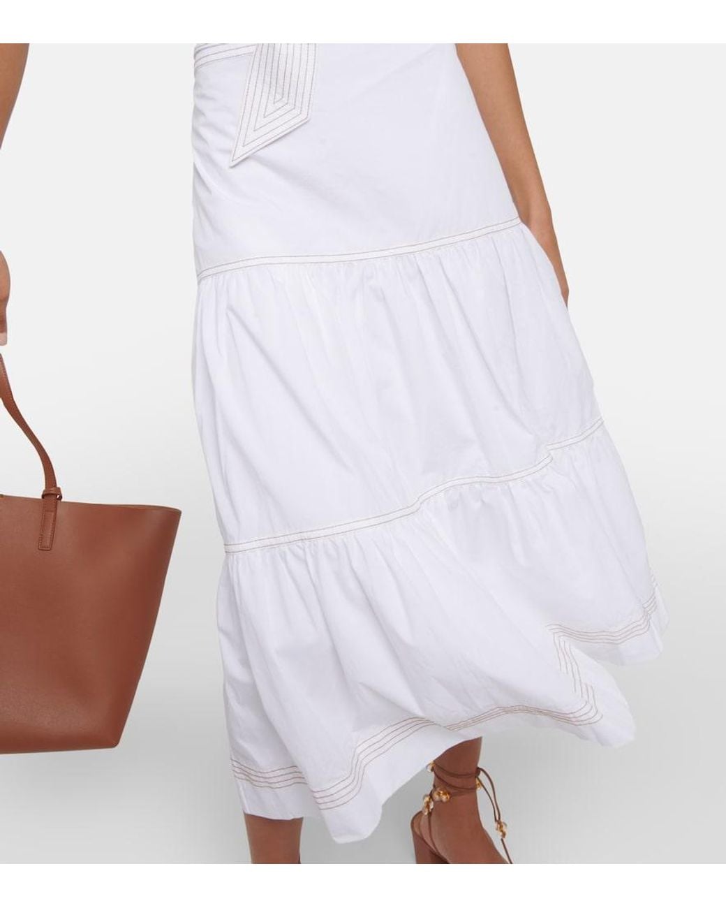 Veronica Beard White Austyn Cotton-Blend Midi Dress