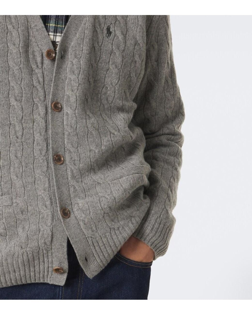 Polo Ralph Lauren Gray Cable-Knit Cashmere Cardigan for men