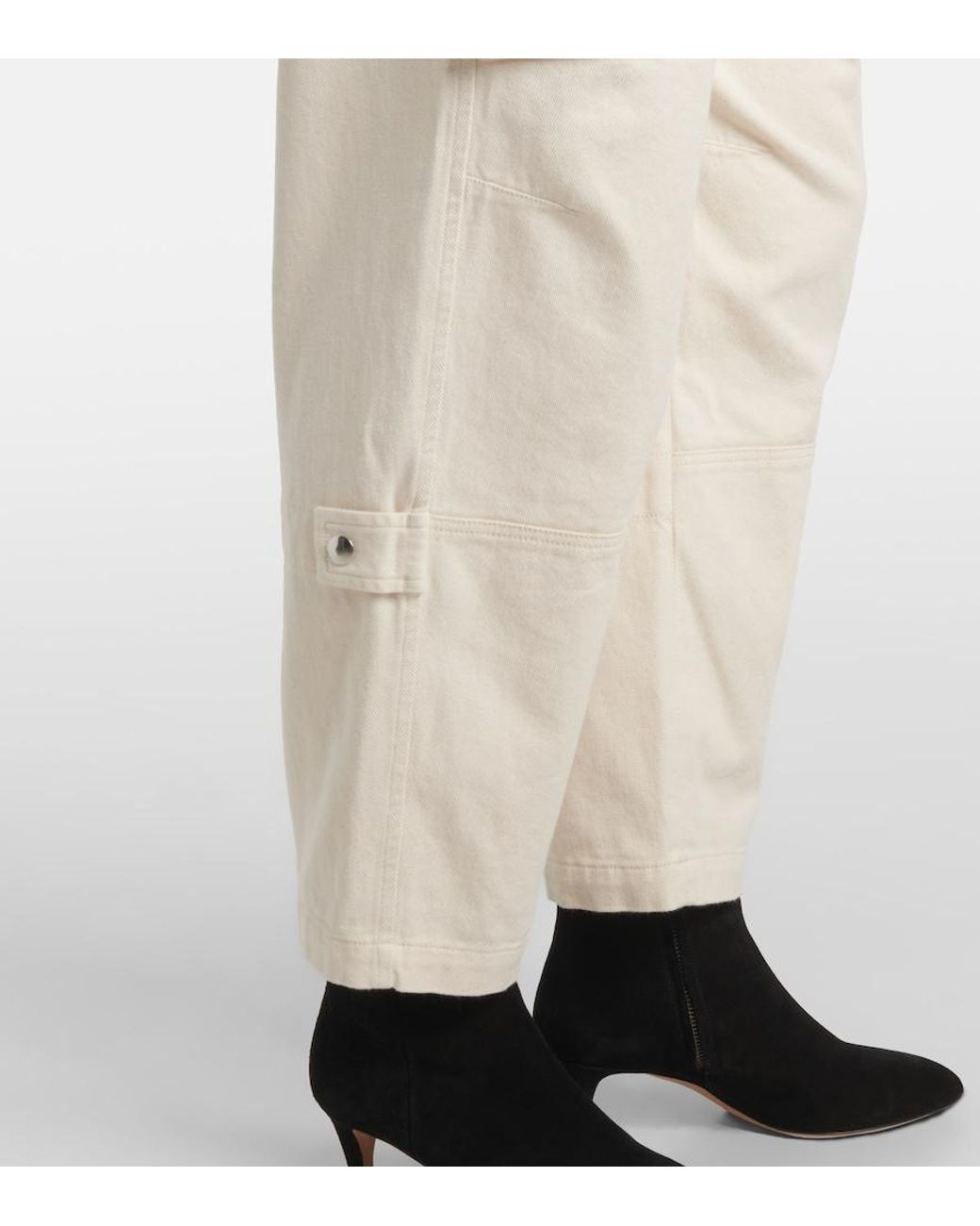 Isabel Marant Natural Jannick Low-Rise Cotton Cargo Pants