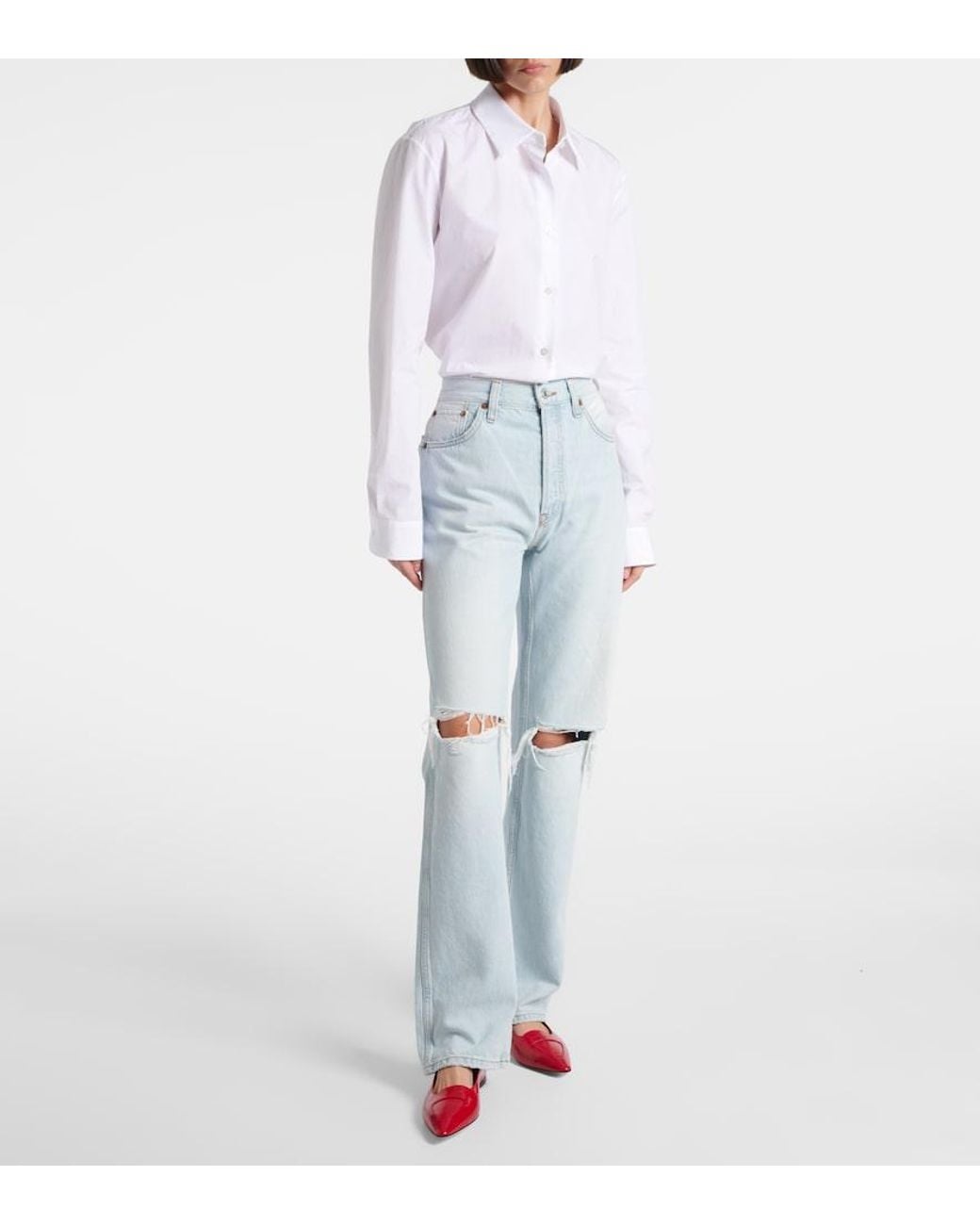 Re/done Blue Loose High-Rise Straight Jeans