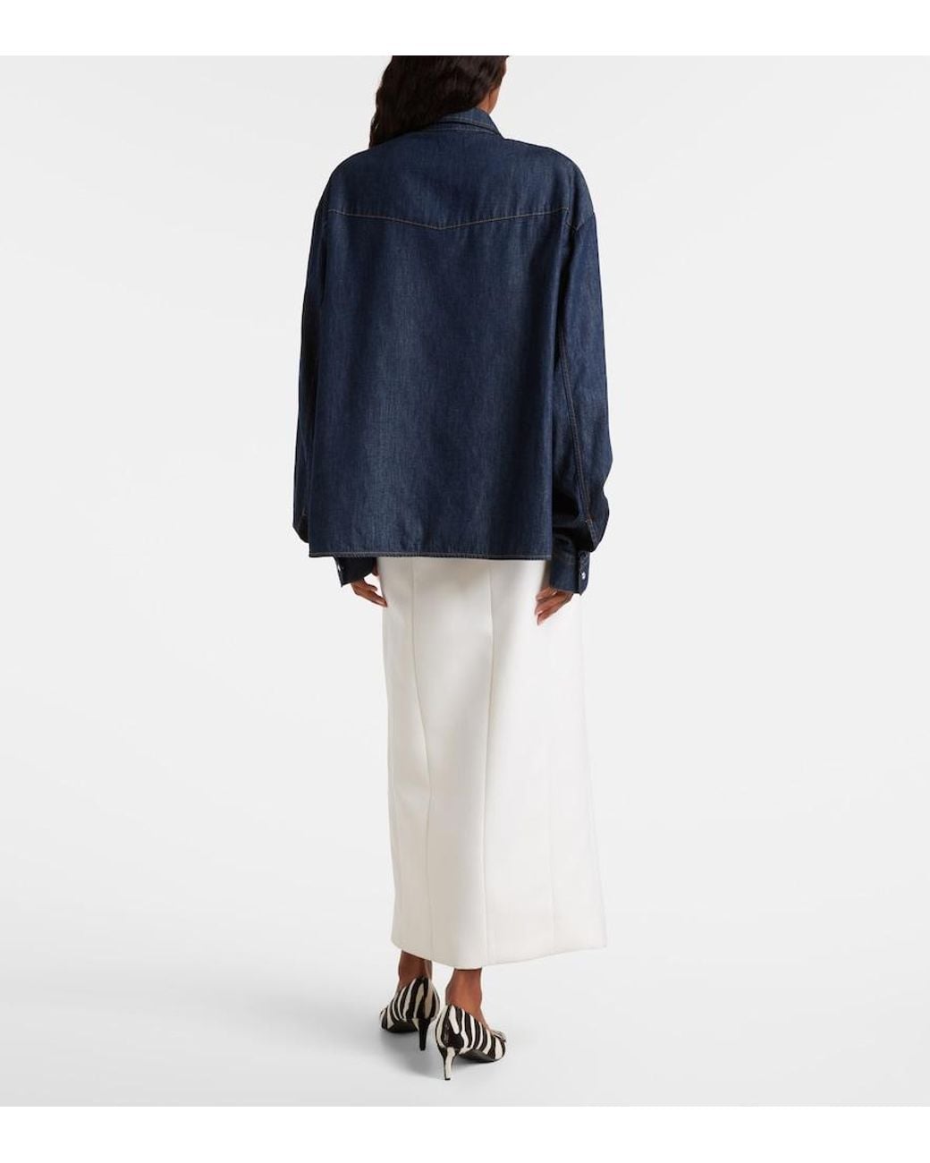Khaite Blue Grenon Asymmetric Denim Shirt