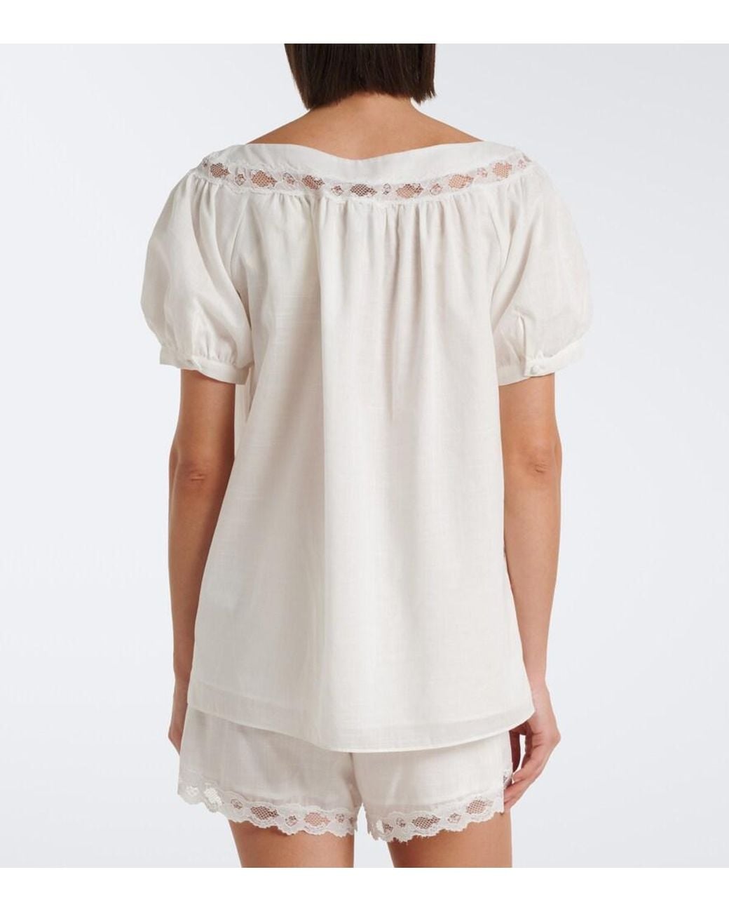 Posse White Marilyn Lace-Trimmed Cotton Top