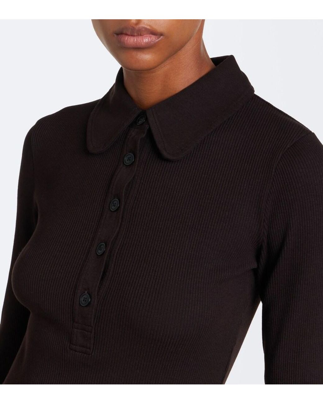 Citizens of Humanity Black Brea Ribbed-Knit Polo Shirt
