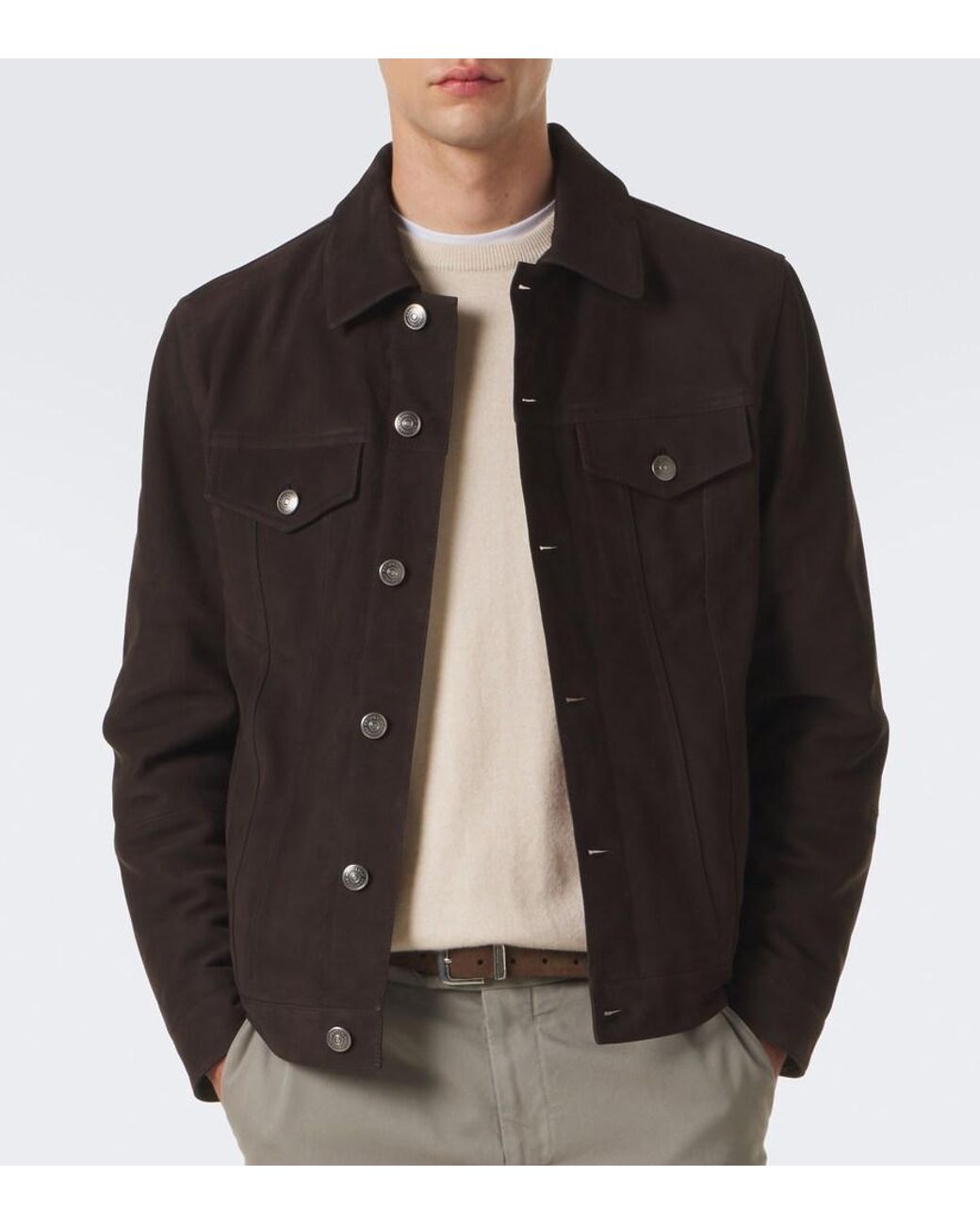 Brunello Cucinelli Black Suede Jacket for men