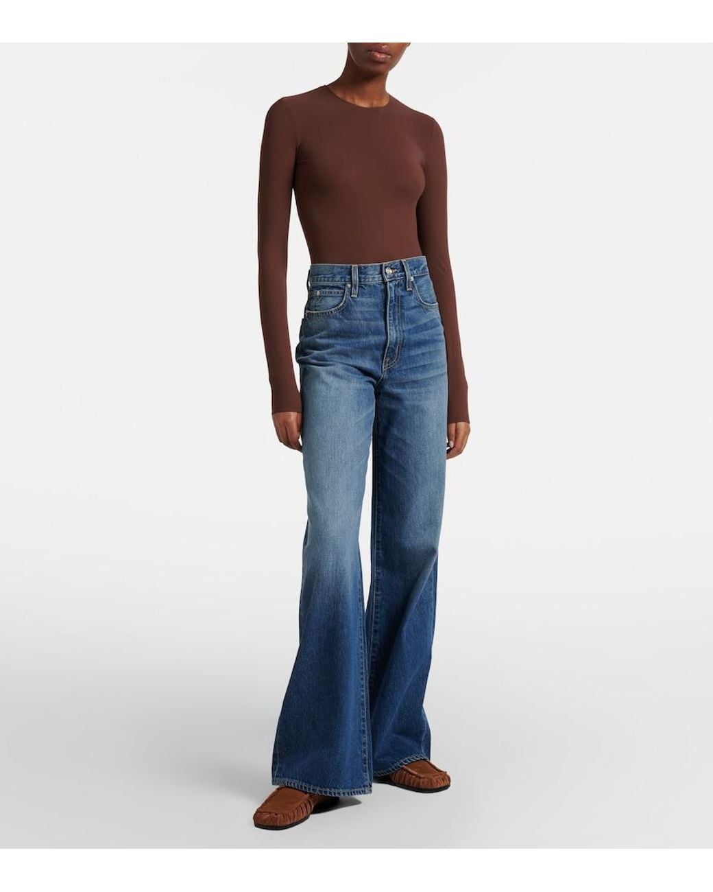 SLVRLAKE Denim Blue Eva Faded Wide-Leg Jeans