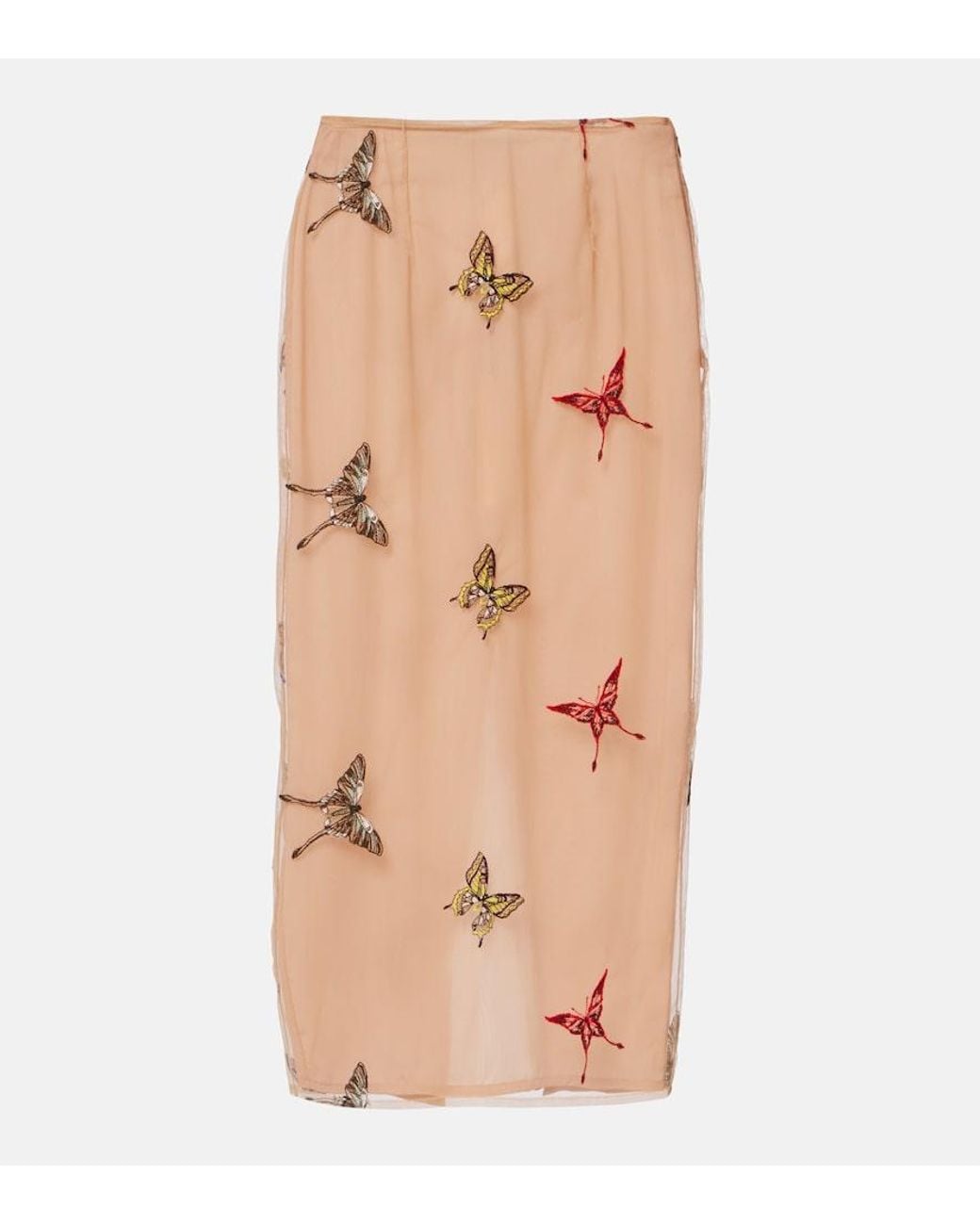 Blumarine Natural Applique Midi Skirt
