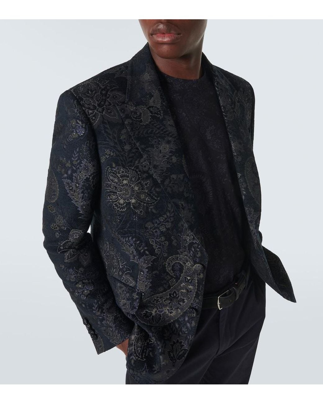 Etro Blue Jacquard Velvet Blazer for men