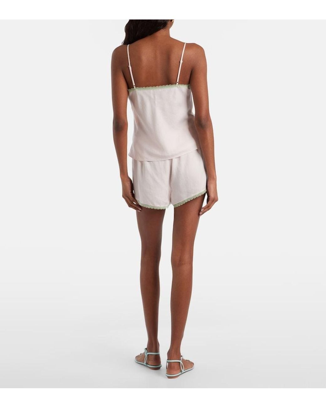 Posse Natural Perla Lace-Trimmed Shorts