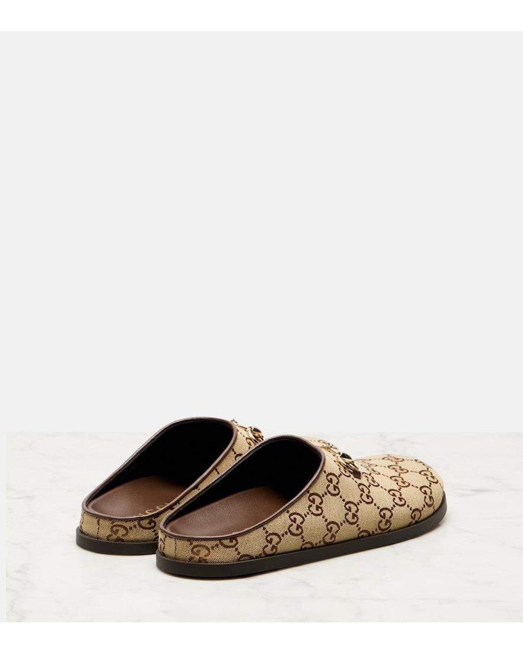 Gucci Brown Canvas Gg Mules