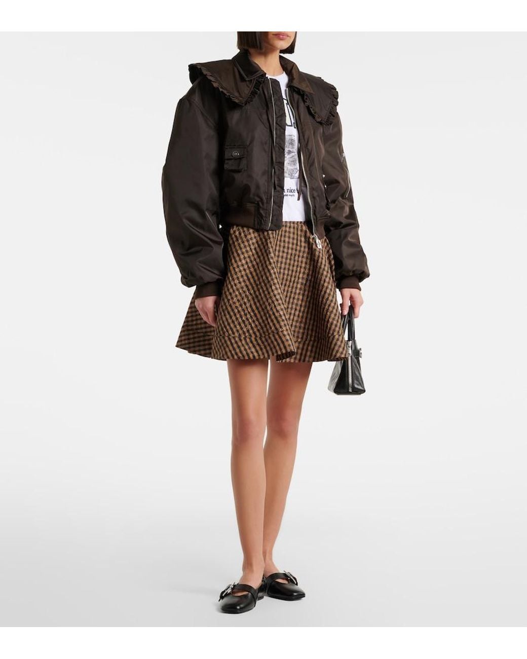 Ganni Brown Duchess Bomber Jacket