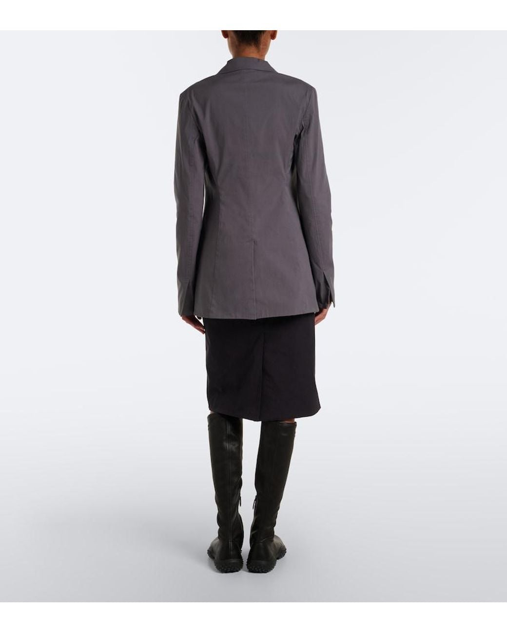 Miu Miu Gray Cotton-Blend Poplin Pencil Skirt