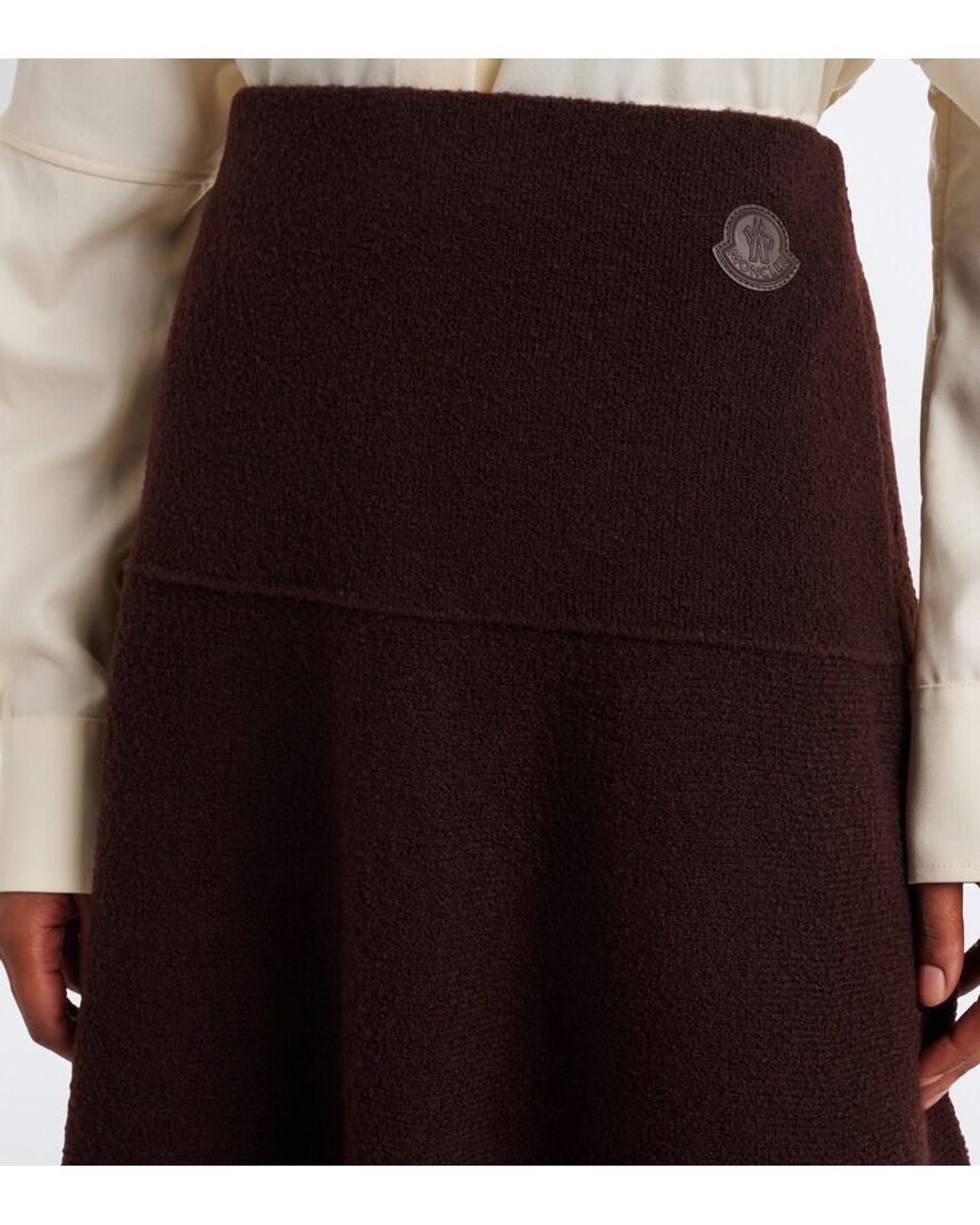 Moncler Purple Knitted Wool-Blend Midi Skirt