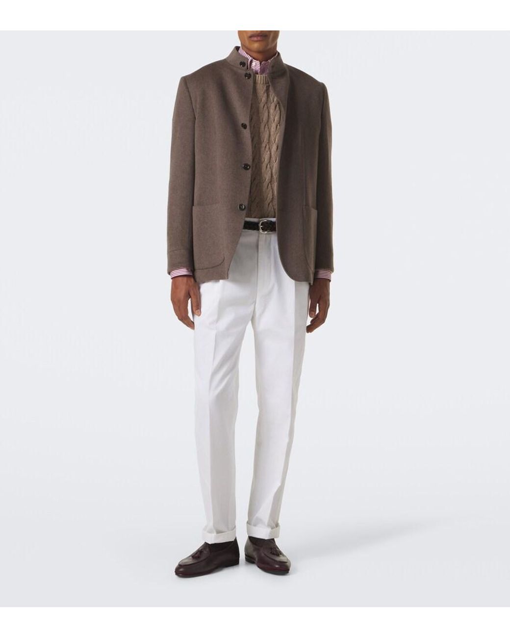 Dunhill White Cotton And Cashmere Straight Pants for men