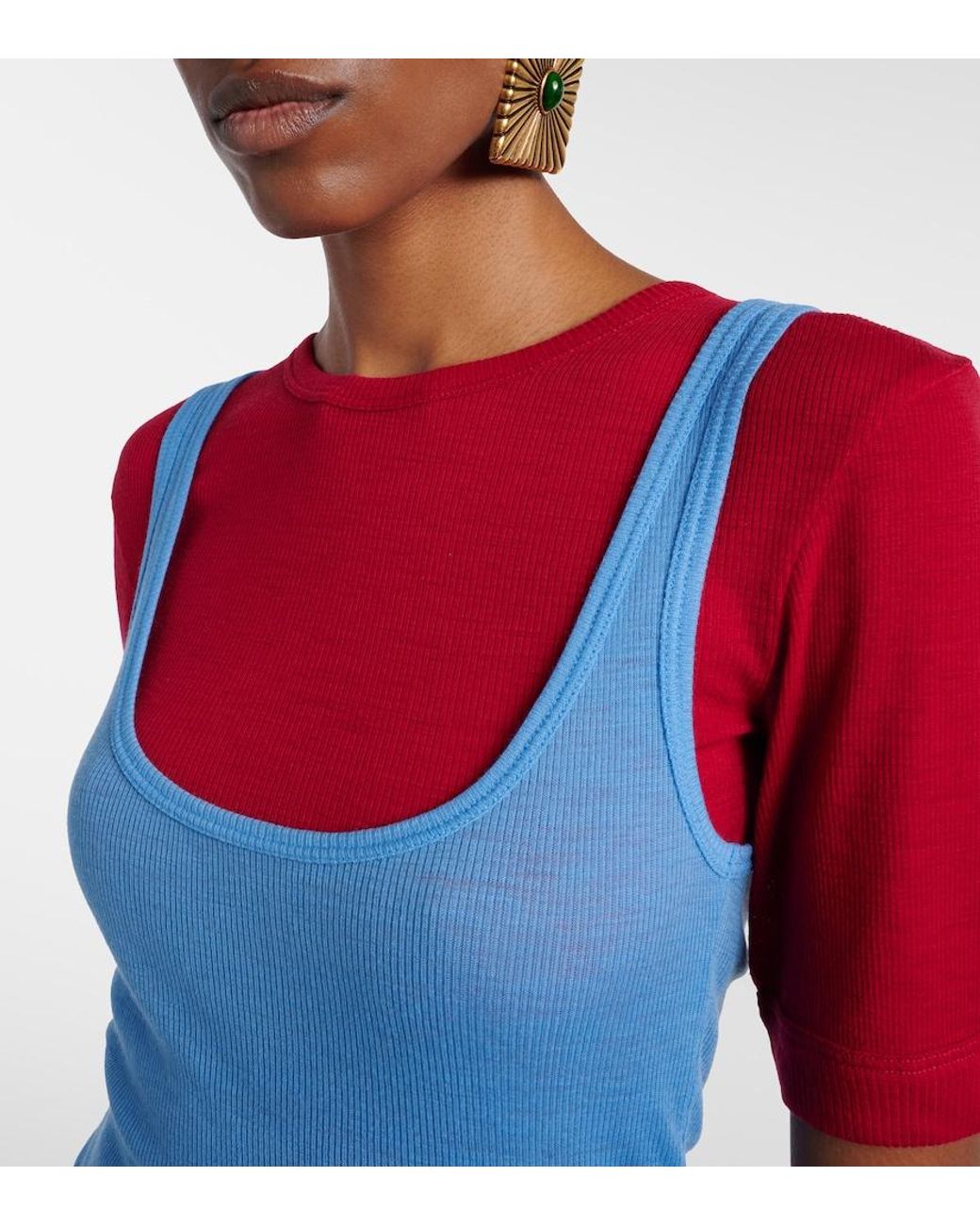 Versace Blue Medusa Virgin Wool Tank Top