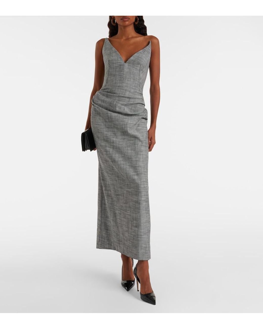 Maticevski Gray Saucy Minx Cotton Midi Dress