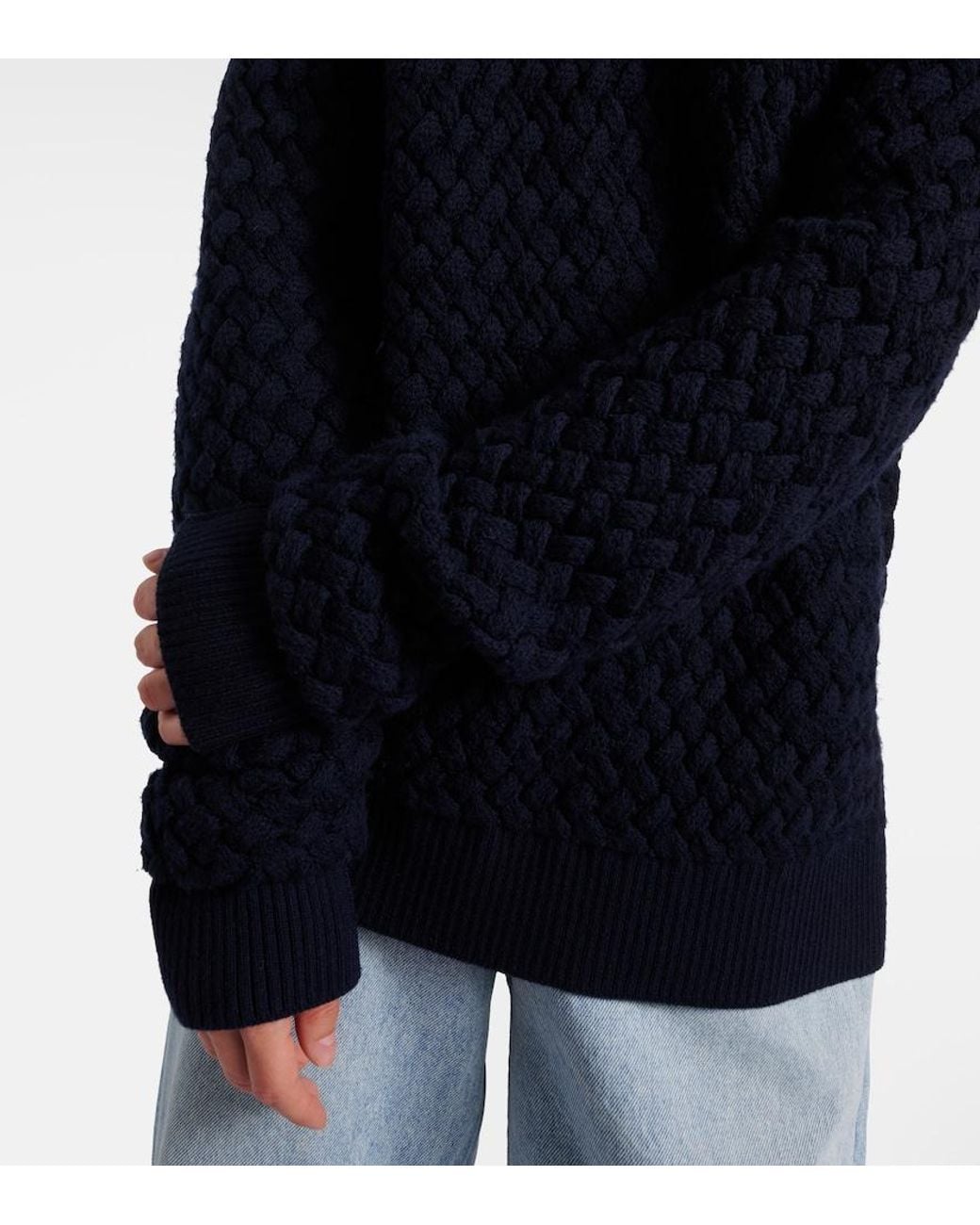 Bottega Veneta Blue Intrecciato Wool Sweater