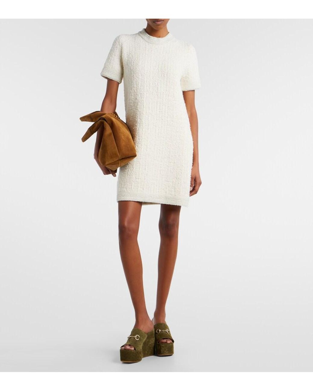 Gucci Green Horsebit Gg Suede Wedge Mules