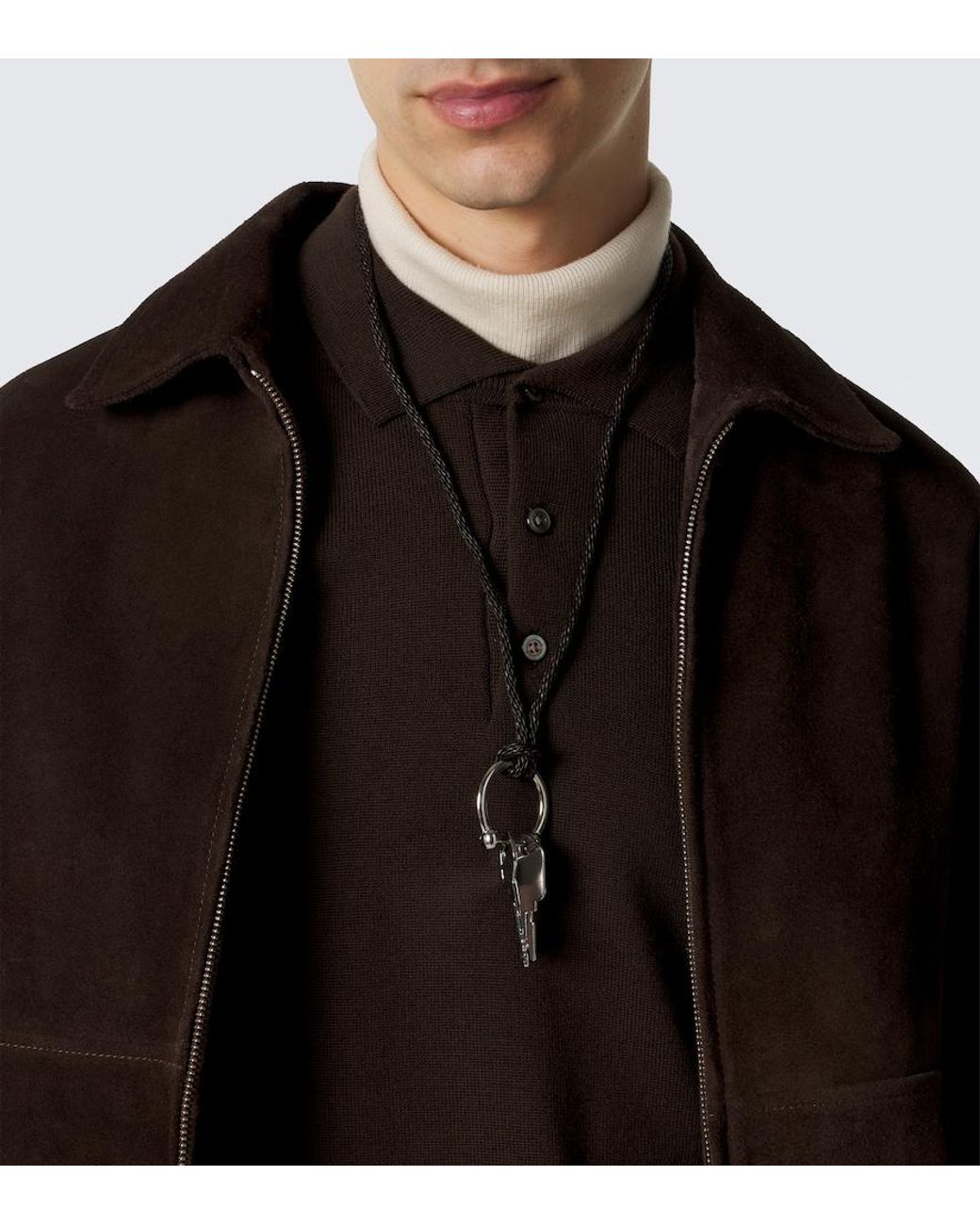 Lemaire Blue Leather Pendant Necklace for men