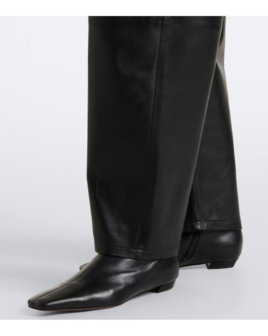 Arma Black Noa Leather Barrel-Leg Pants