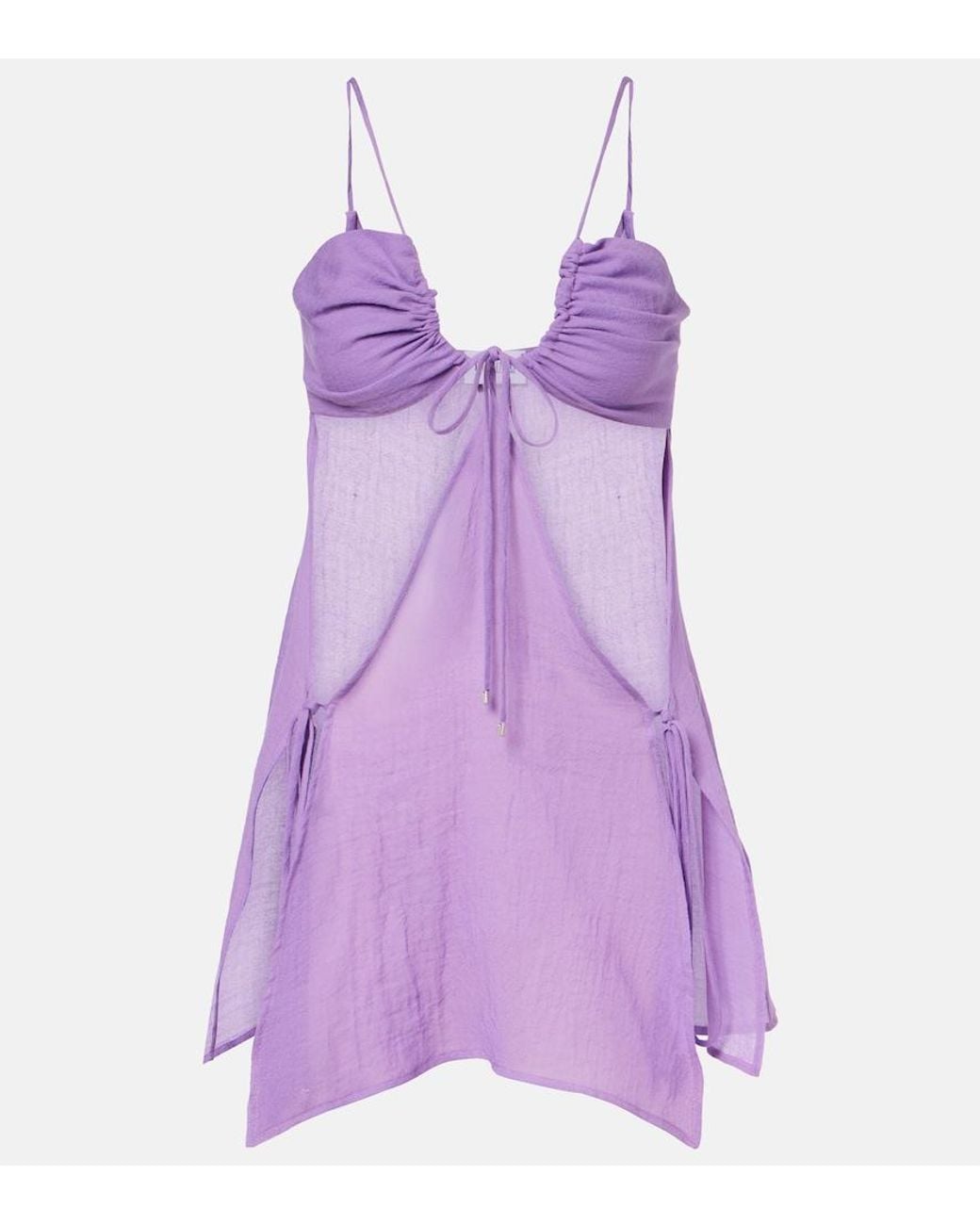 The Attico Purple Cutout Cotton Muslin Minidress