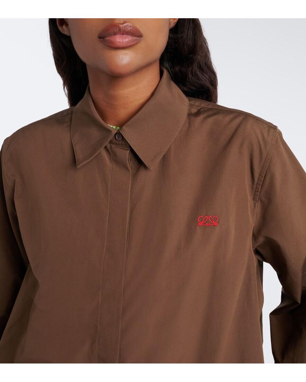 Loewe Brown Double L Cotton Poplin Shirt