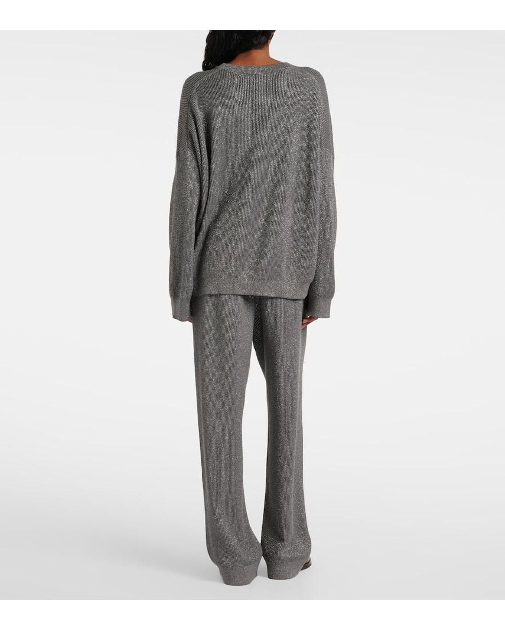 Brunello Cucinelli Gray Pullover Aus Einem Baumwollgemisch