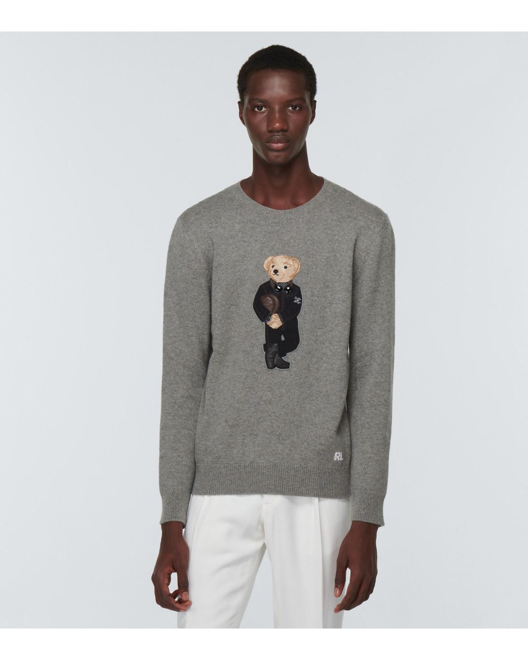 Ralph Lauren Purple Label Polo Bear Cashmere Sweater in Gray for Men | Lyst