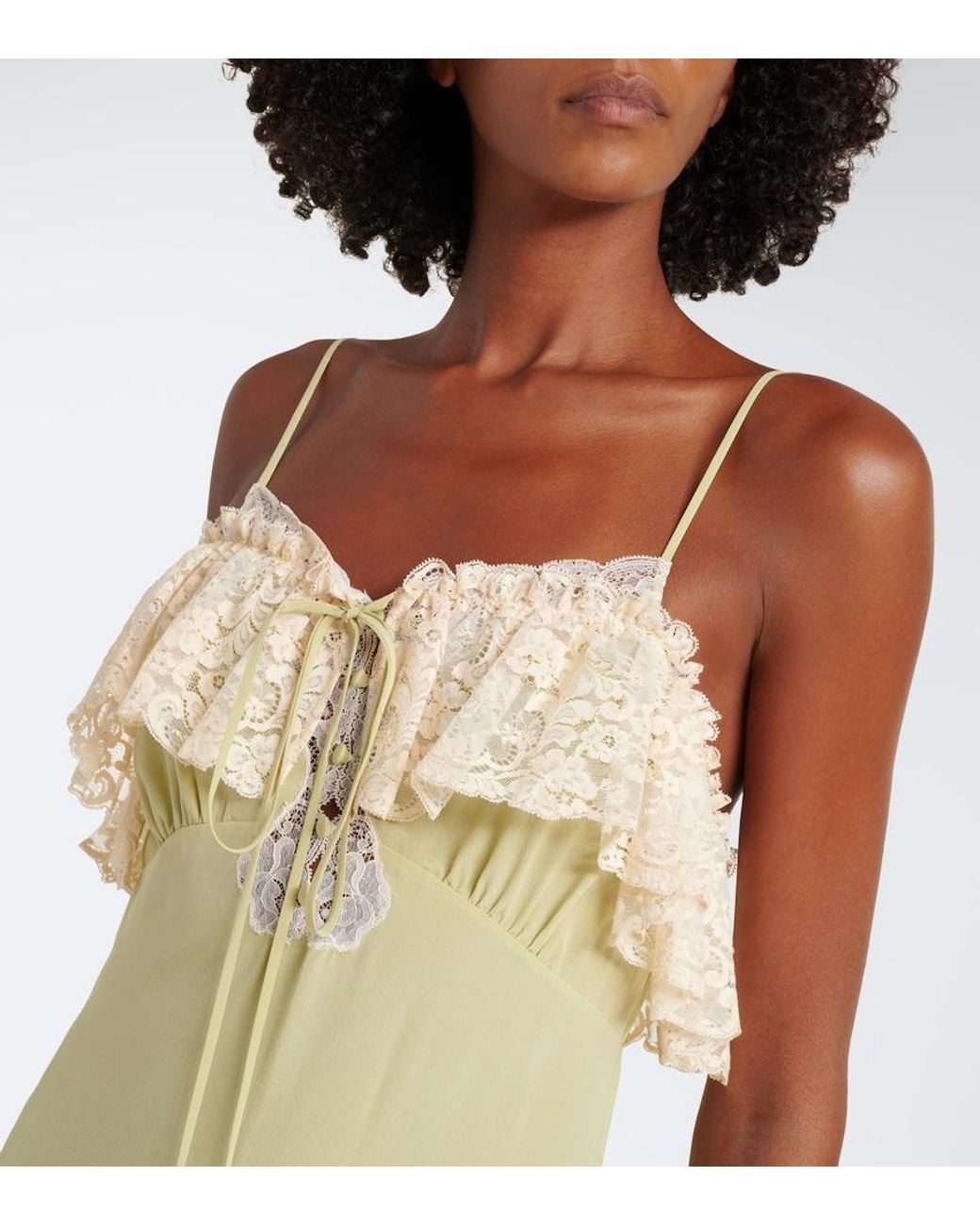 Chloé White Lace-Trimmed Silk Crepe De Chine Maxi Dress