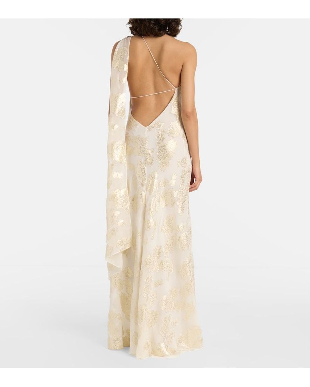 Alexandra Miro White Ava Silk-Blend Lame Maxi Dress