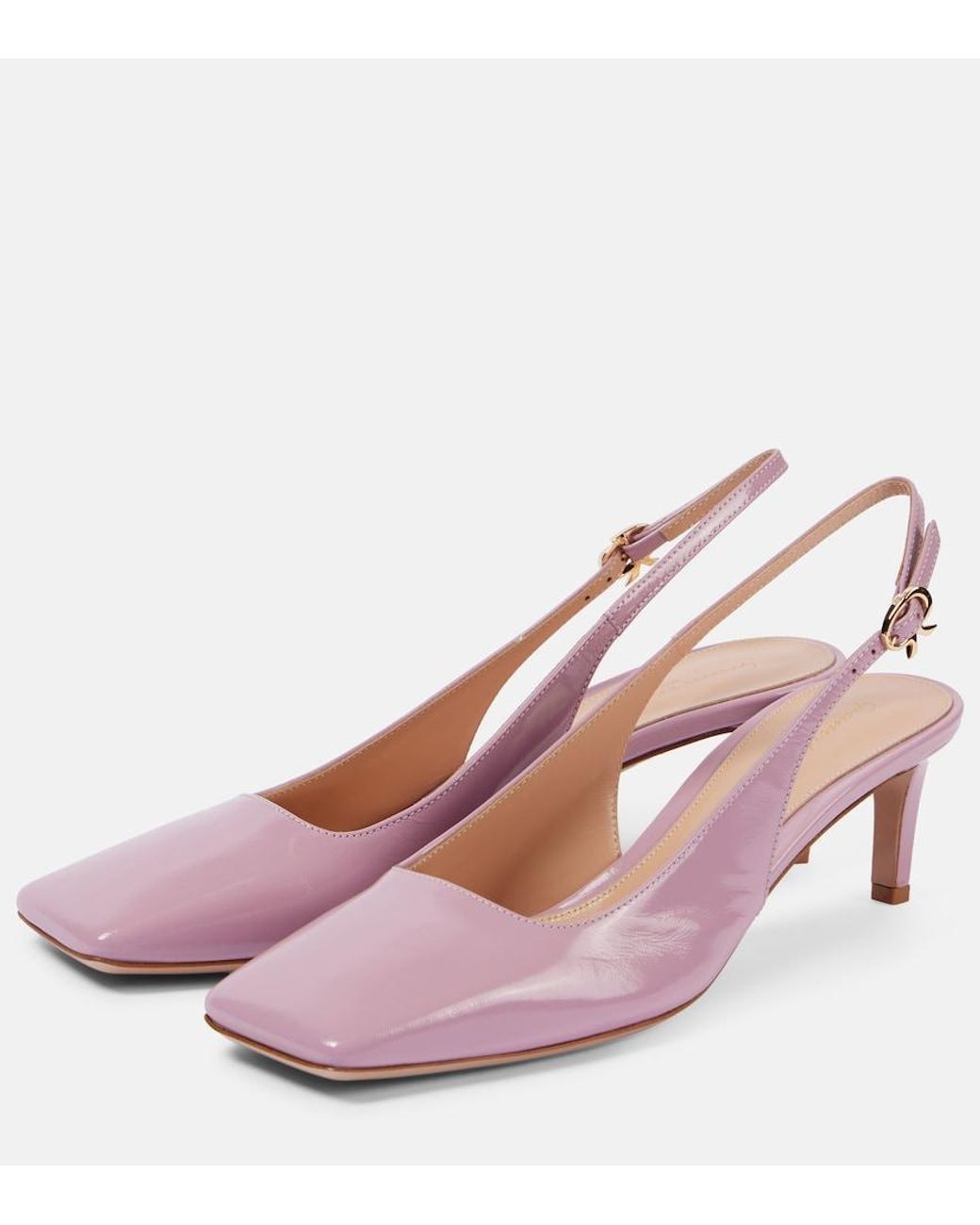 Gianvito Rossi Pink 55 Leather Slingback Pumps