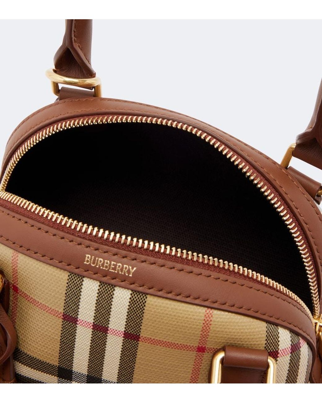 Burberry Brown Primrose Check Mini Top-Handle Bag