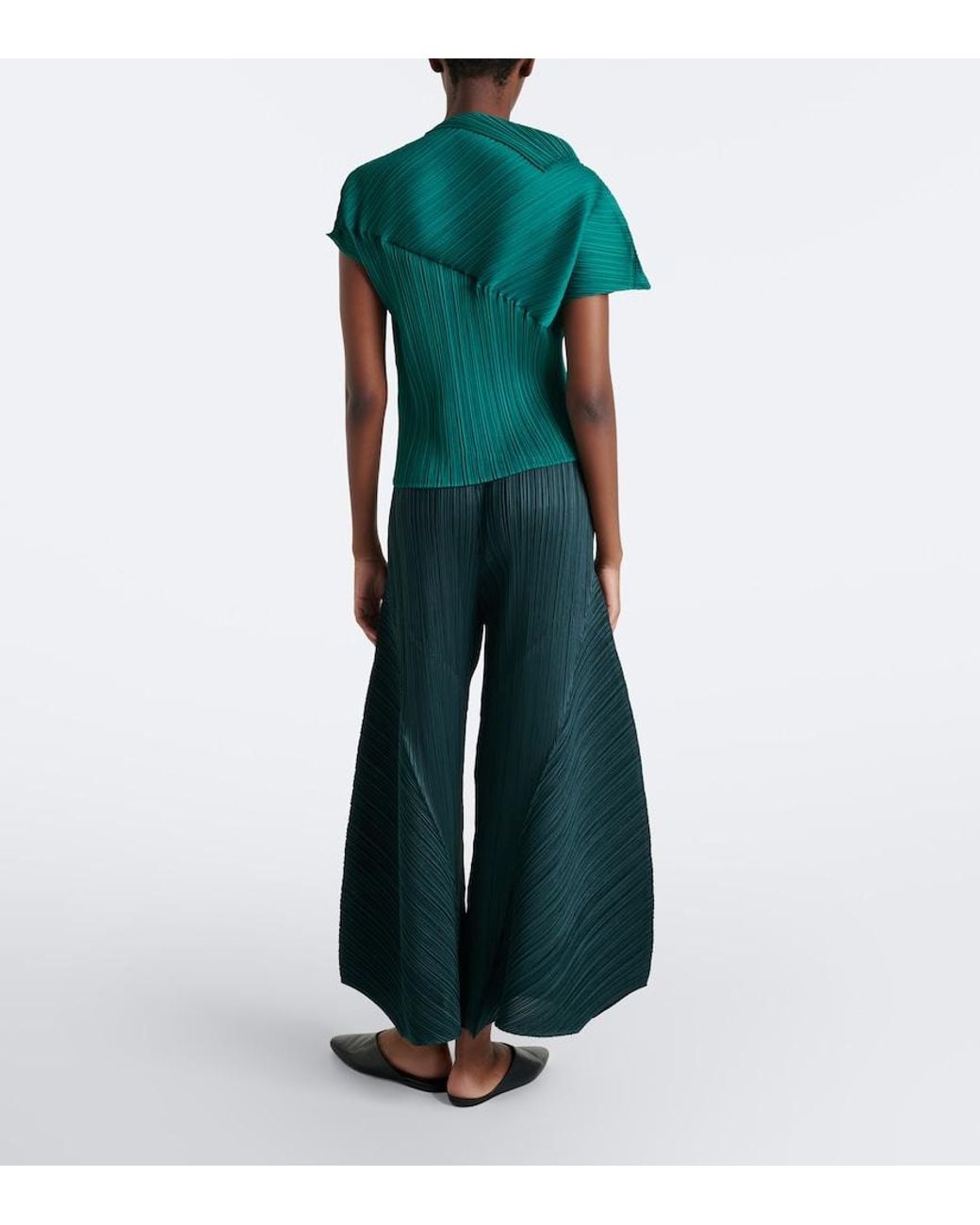Pleats Please Issey Miyake Blue Monthly Colors: October Pleated Barrel-Leg Pants