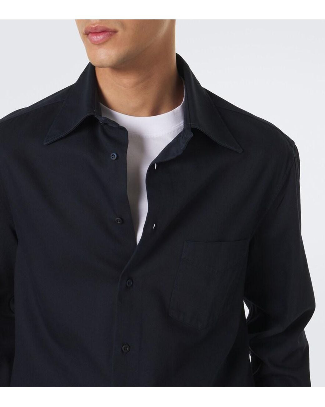 Brunello Cucinelli Blue Cotton Poplin Shirt for men