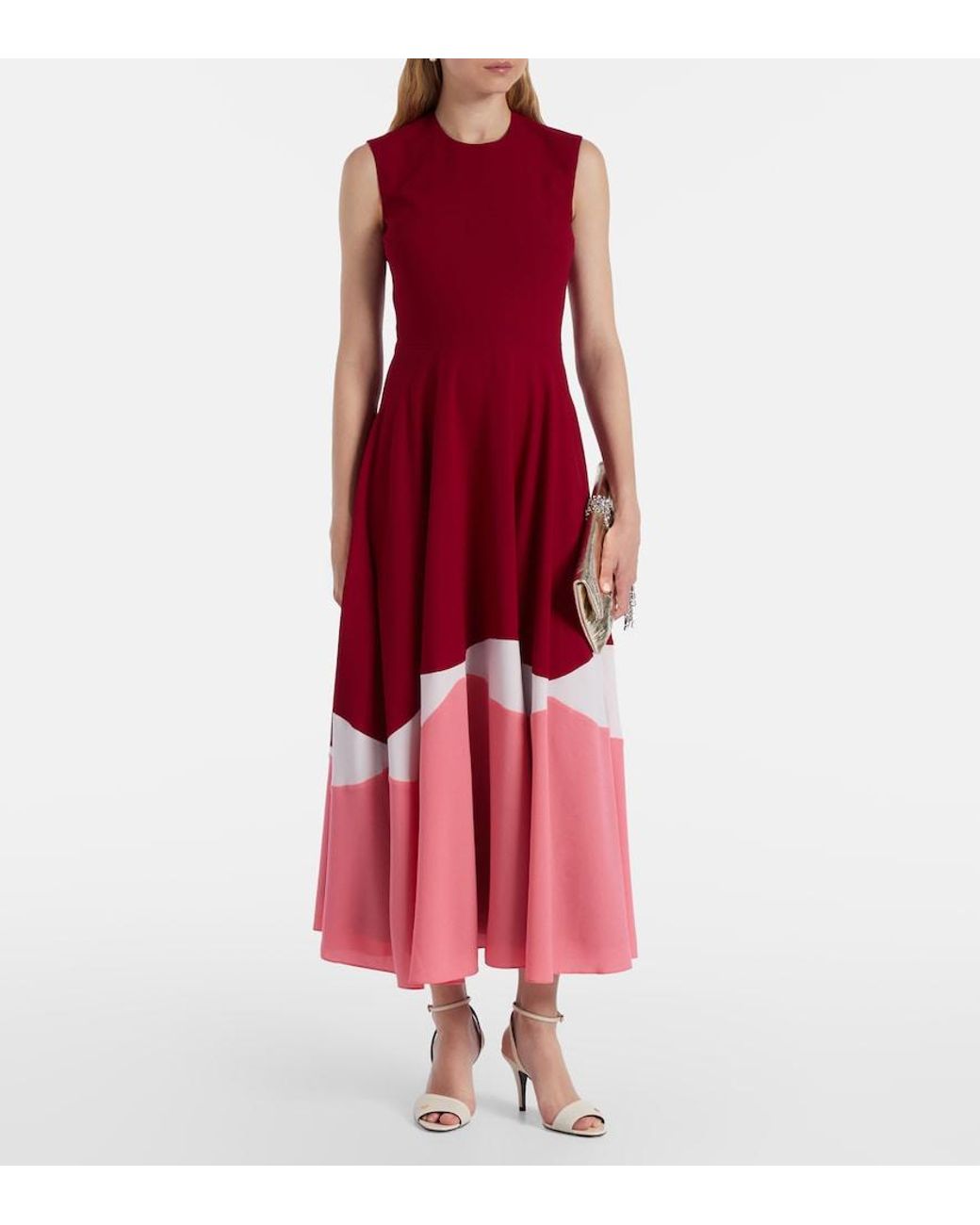 Roksanda Red Gradient Crepe Cocktail Dress