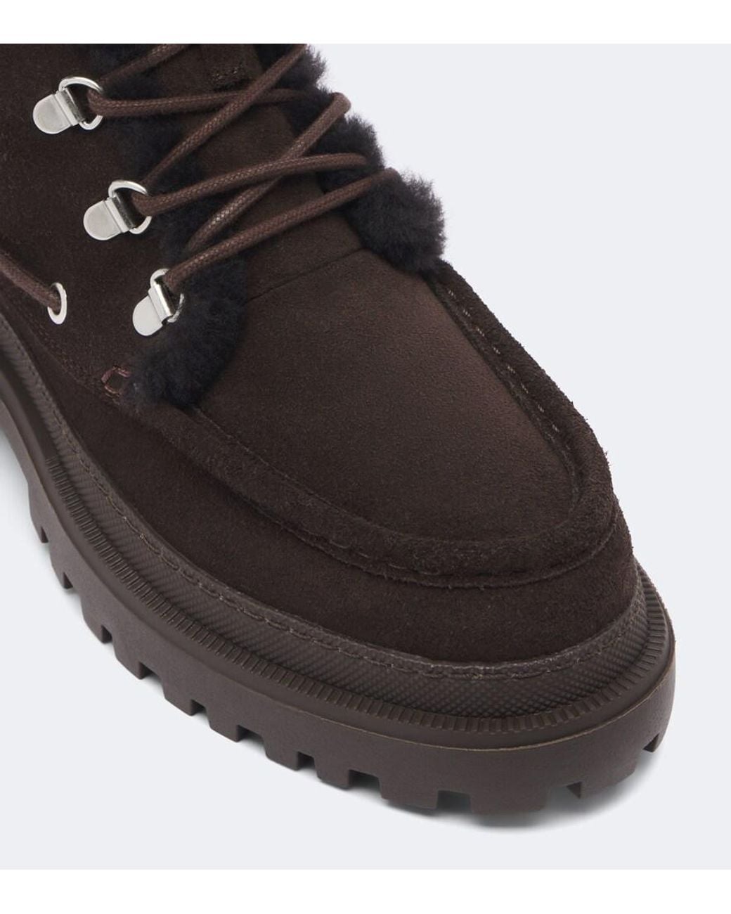Yves Salomon Black Shearling-Lined Suede Lace-Up Boots