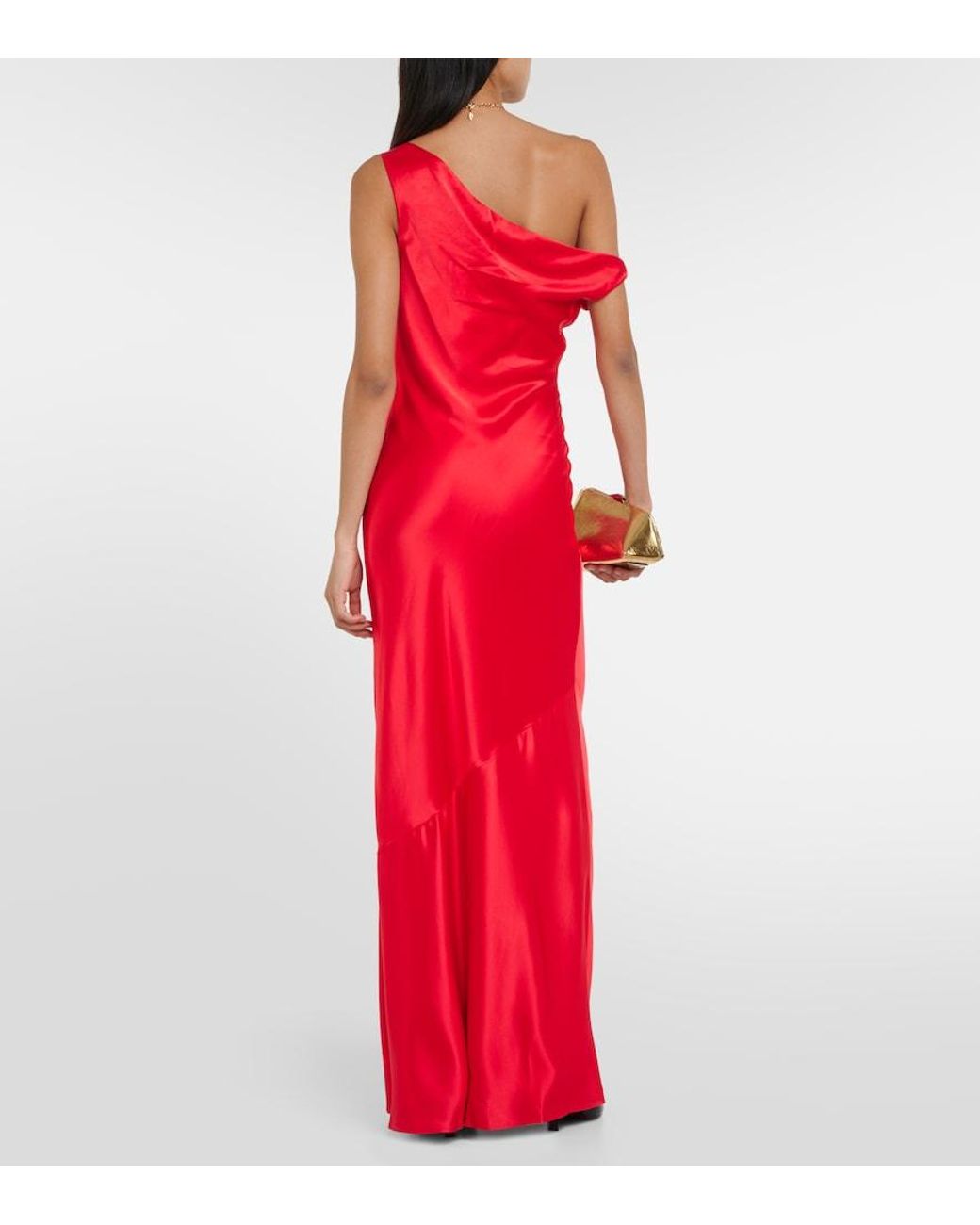 Staud Red Satin Ashanti Dress