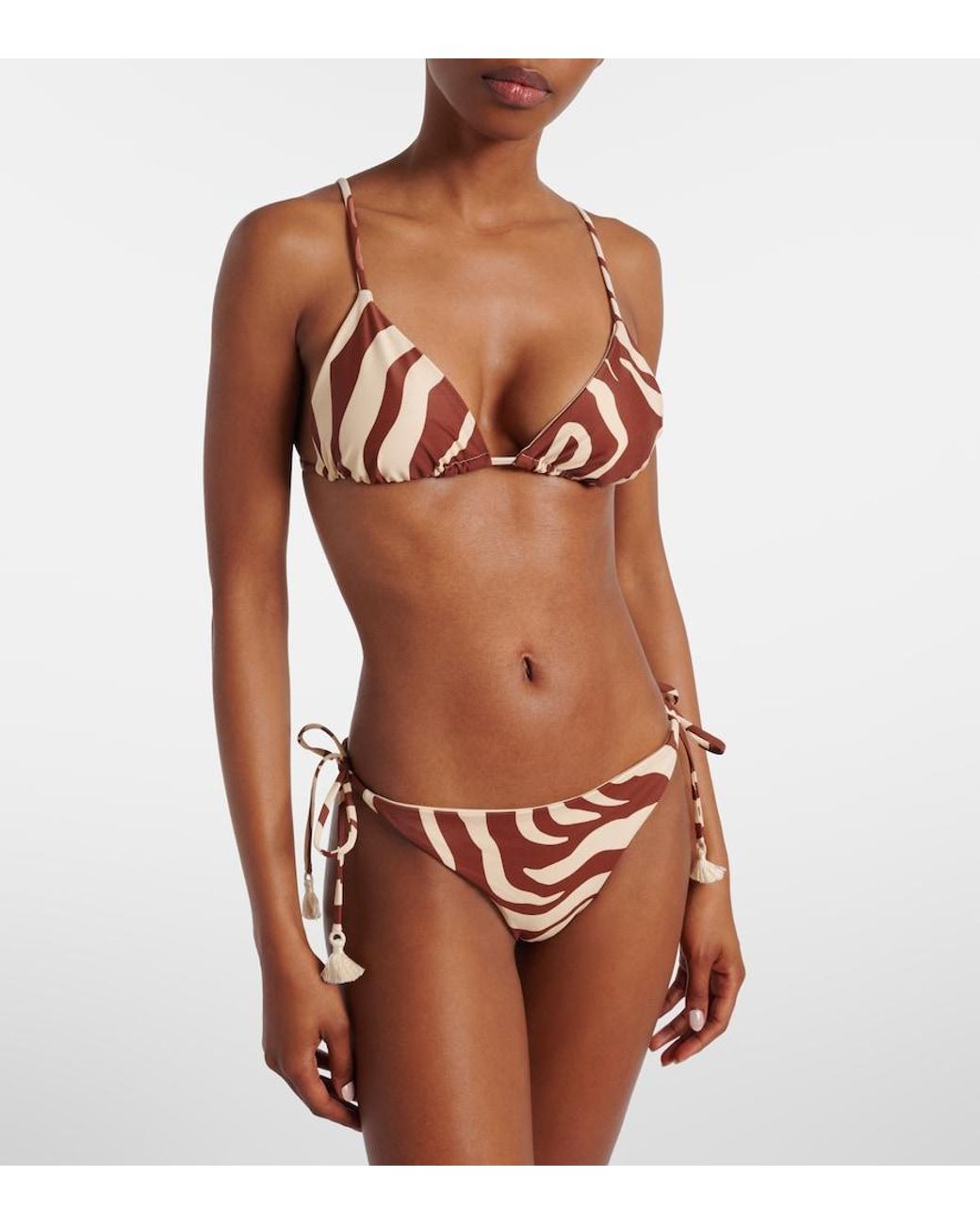 Johanna Ortiz Brown Konibo Printed Bikini Top