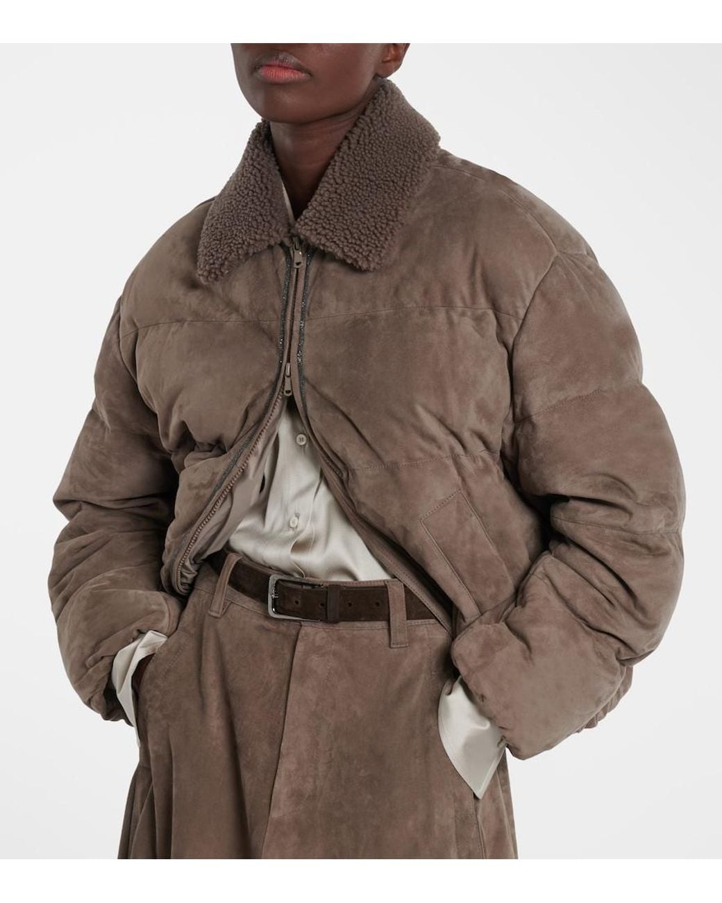 Brunello Cucinelli Brown Suede Down Jacket