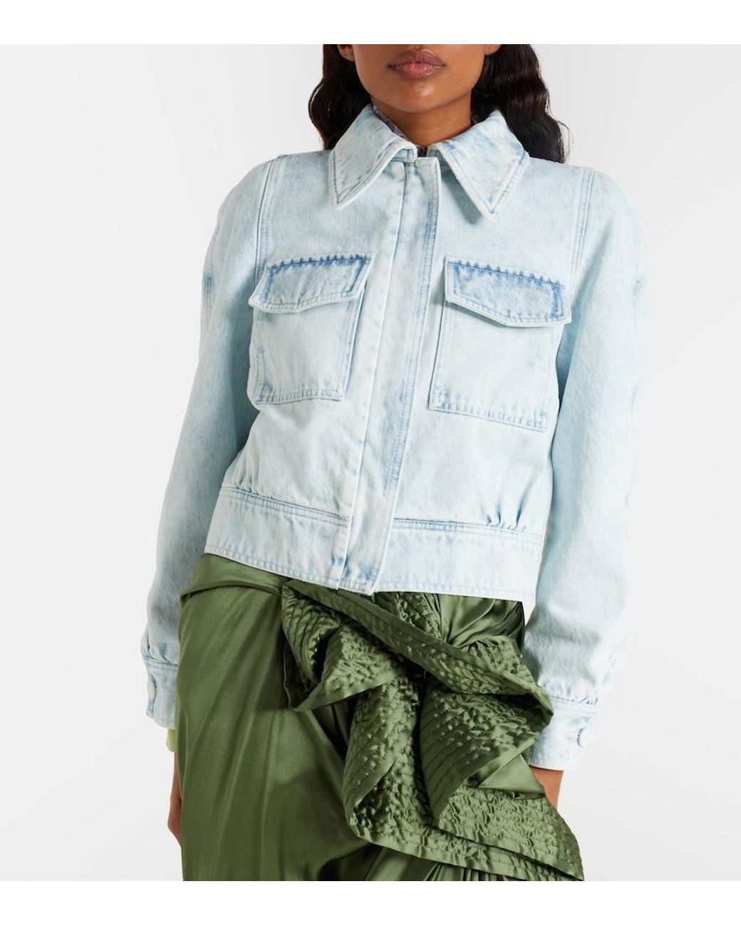 Dries Van Noten Blue Cropped Denim Jacket