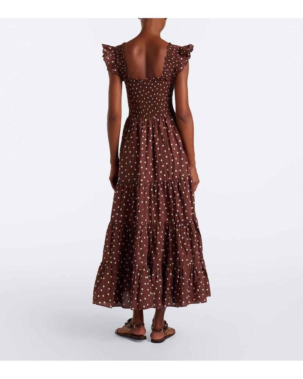 Rixo Purple Kendall Polka Dot Cotton Midi Dress