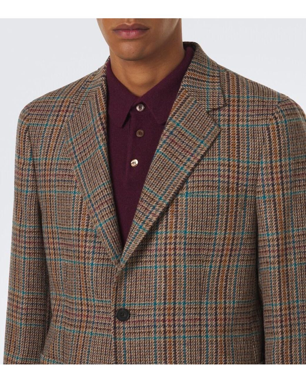 Rubinacci Brown Checked Virgin Wool Blazer for men