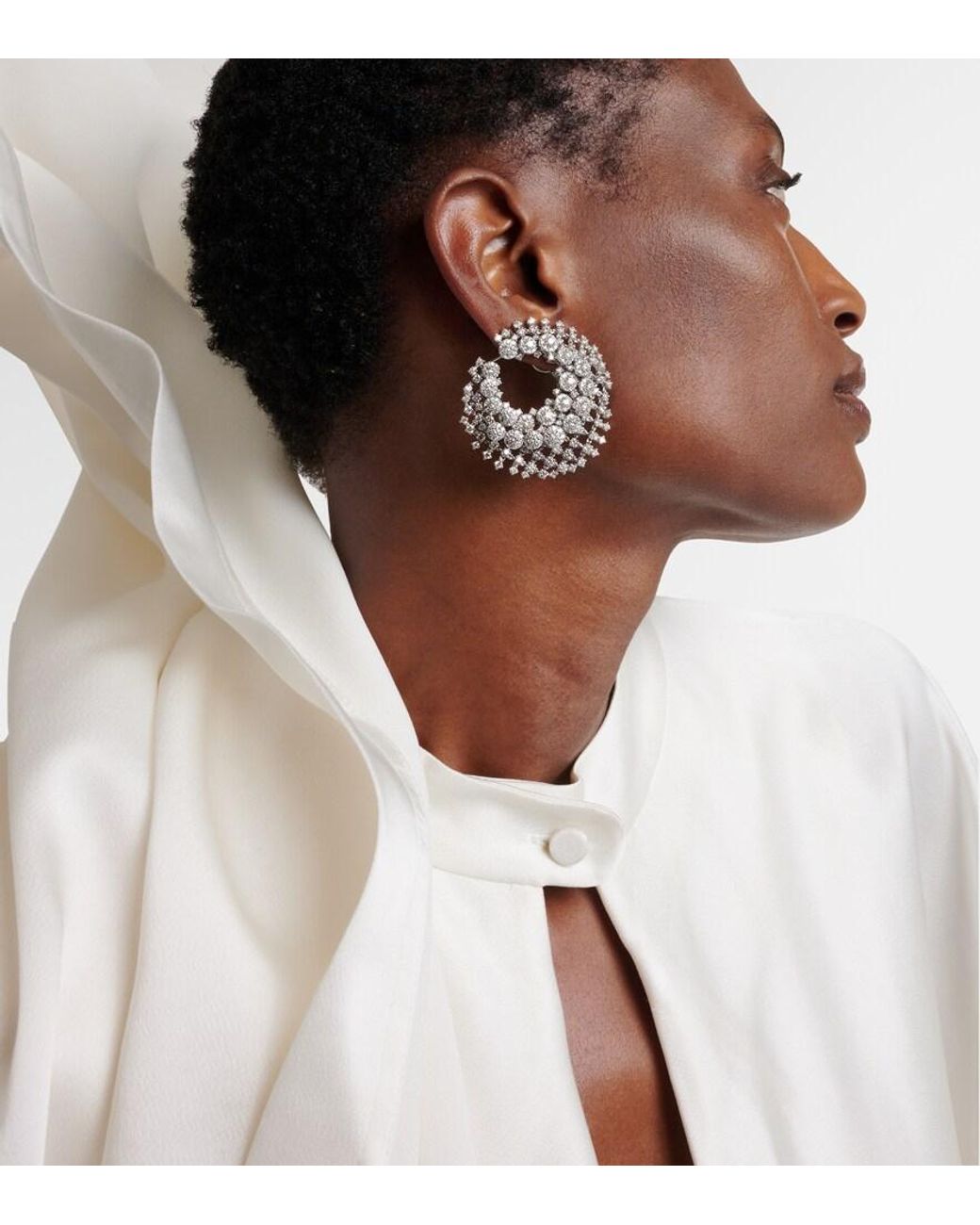 YEPREM Metallic Y-Couture 18Kt Earrings With Diamonds