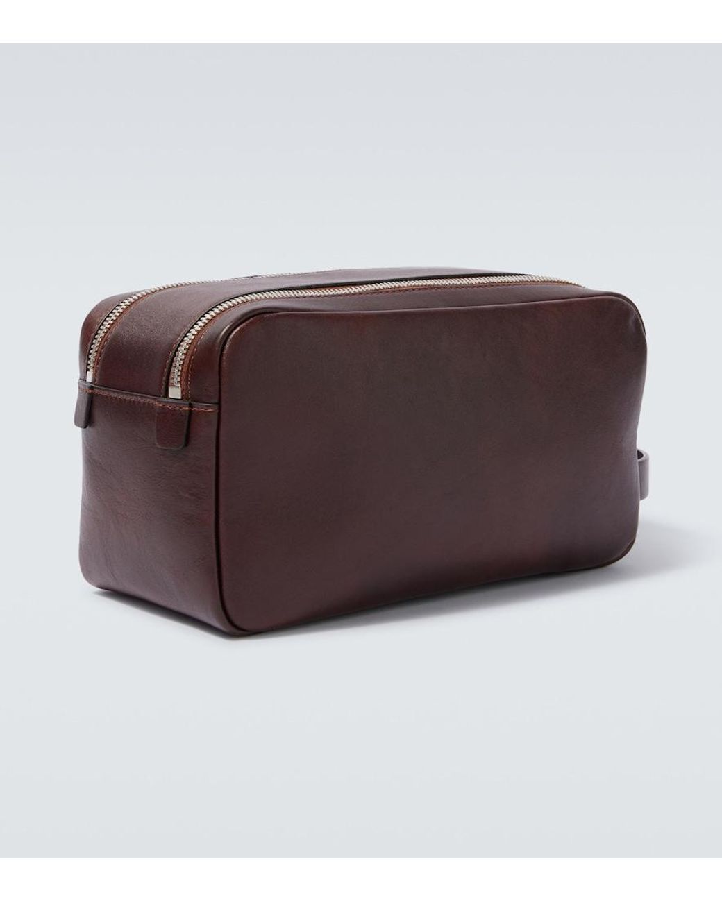 Brunello Cucinelli Brown Leather Toiletry Bag for men